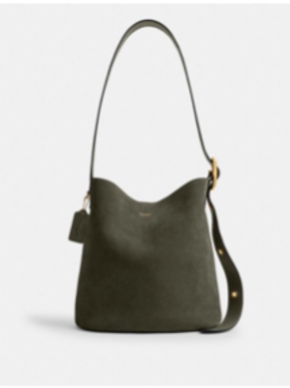 Coach Suede Bleecker Bucket Shoulder Bag in Dark Olive
